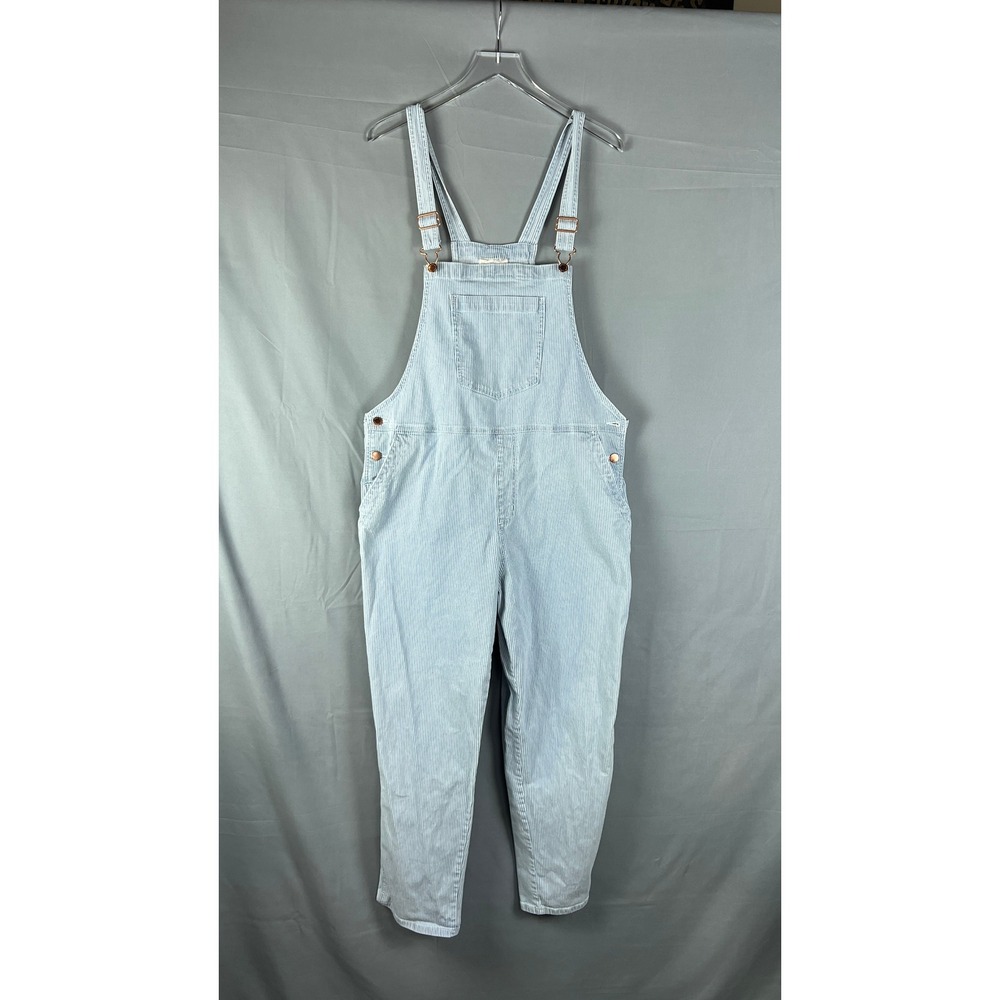 Universal Thread Overalls Women 16 Blue White Striped Hammer Loop Shoulder Strap